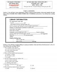 Đề thi chọn HSG m&ocirc;n Tiếng Anh lớp 9 tỉnh Vĩnh Ph&uacute;c năm 2018