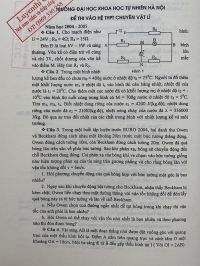 Đề thi tuyển sinh vào lớp 10 THPT CHUYÊN và đáp án môn Vật Lí Trường Đại học KHTN Hà Nội năm 2005