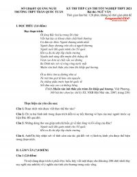 Đề thi thử THPT Quốc Gia môn Ngữ Văn Trường THPT Trần Quốc Tuấn tỉnh Quảng Ngãi năm 2021