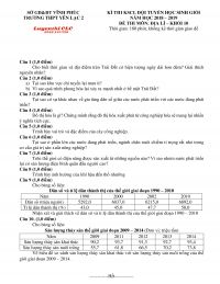 Đề thi KSCL đội tuyển HSG khối 10 môn Lịch Sử Trường THPT Yên Lạc 2, tỉnh Vĩnh Phúc năm 2019