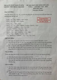 Đề thi chọn HSG  lớp 9 v&ograve;ng  2 m&ocirc;n H&oacute;a Học Trường THCS Đo&agrave;n Thị Điểm, quận Nam Từ Li&ecirc;m, H&agrave; Nội năm 2019