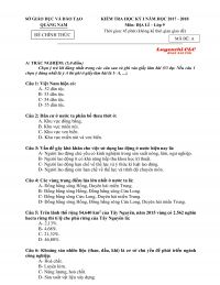 Đề kiểm tra học k&igrave; I v&agrave; đ&aacute;p &aacute;n m&ocirc;n Địa L&yacute; lớp 9 tỉnh Quảng Nam năm 2017
