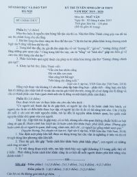 Đề thi tuyển sinh vào lớp 10 THPT môn Ngữ Văn tại Hà Nội ngày 02/6/2019