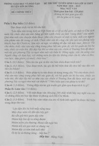 Đề thi thử tuyển sinh vào lớp 10 THPT môn Ngữ Văn tỉnh Tuyên Quang năm 2018