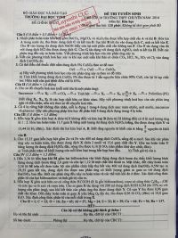 Đề thi tuyển sinh v&agrave;o lớp 10 Trường THPT CHUY&Ecirc;N v&agrave; đ&aacute;p &aacute;n m&ocirc;n H&oacute;a Học tại Vinh năm 2014