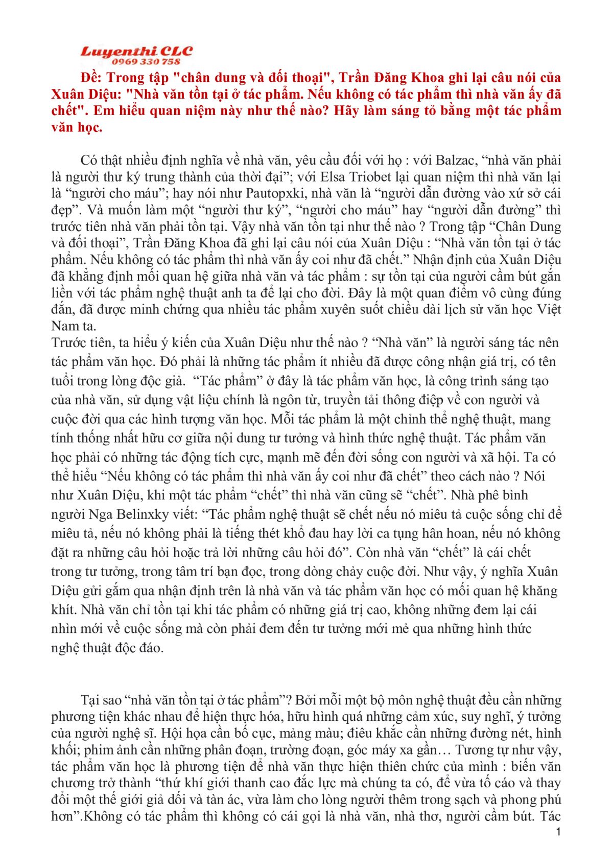 Một số bài văn nghị luận hay