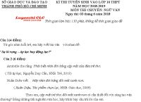 Đề thi tuyển sinh vào lớp 10 THPT CHUYÊN môn Ngữ Văn Thành phố Hồ Chí Minh năm 2018