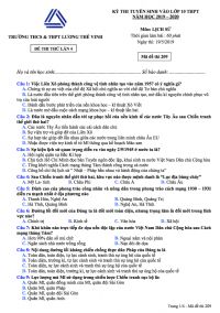 Đề thi thử tuyển sinh vào lớp 10 THPT môn Lịch Sử Trường THCS &amp; THPT Lương Thế Vinh