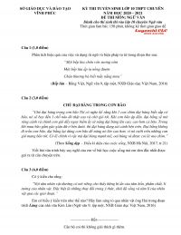 Đề thi tuyển sinh vào lớp 10 THPT môn Ngữ Văn CHUYÊN tỉnh Vĩnh Phúc năm 2020