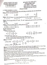 Đề kiểm tra học kì I môn Toán lớp 7 Trường THCS Cầu Giấy năm 2019