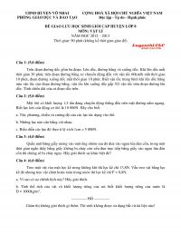 Đề thi chọn HSG môn Vật lí tỉnh Thái Nguyên năm 2013