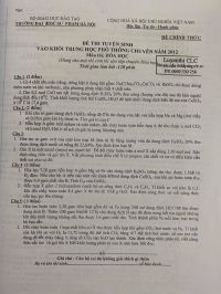Đề thi tuyển sinh vào khối THPT CHUYÊN năm 2012 Trường Đại học Sư phạm Hà Nội