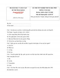 Đề thi tốt nghiệp THPT m&ocirc;n Lịch Sử năm 2020 ( Đề minh họa )