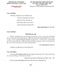 Đề thi chọn HSG môn Ngữ Văn lớp 9 THCS huyện Yên Phong, tỉnh Bắc Ninh năm 2020