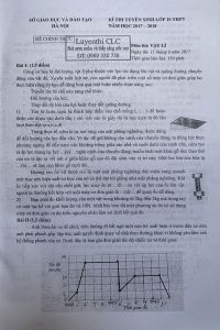 Đề thi tuyển sinh v&agrave;o lớp 10 THPT m&ocirc;n Vật L&iacute; tại H&agrave; Nội năm 2017