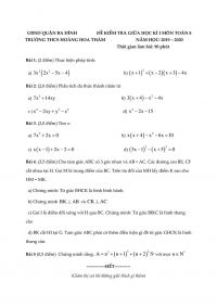 Đề kiểm tra giữa học k&igrave; I m&ocirc;n To&aacute;n lớp 8 quận Ba Đ&igrave;nh năm 2019