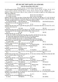 Đề thi thử THPT Quốc Gia m&ocirc;n H&oacute;a Học năm 2021