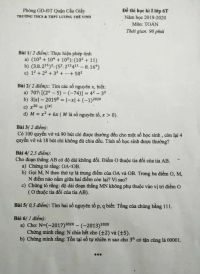 Đề thi học k&igrave; I lớp 6T m&ocirc;n To&aacute;n Trường THCS &amp; THPT Lương Thế Vinh, quận Cầu Giấy, H&agrave; Nội năm 2019