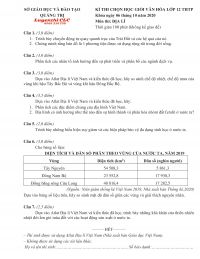 Đề thi chọn HSG văn hóa lớp 12 THPT môn Địa Lí tỉnh Quảng Trị năm 2020
