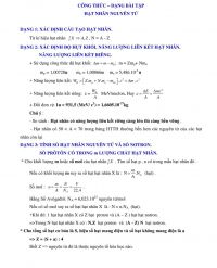 Công thức - Dạng bài tập: Hạt nhân nguyên tử
