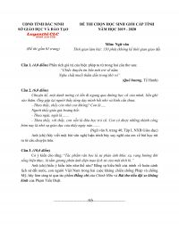 Đề thi chọn HSG môn Ngữ Văn lớp 9 tỉnh Bắc Ninh năm 2019