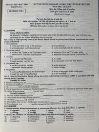 Đề thi tuyển sinh vào lớp 10 THPT CHUYÊN Nguyễn Trãi tỉnh Hải Dương năm 2015